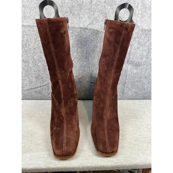 Steve Madden Chocolate Suede Heeled Boots - Picture 2 of 9